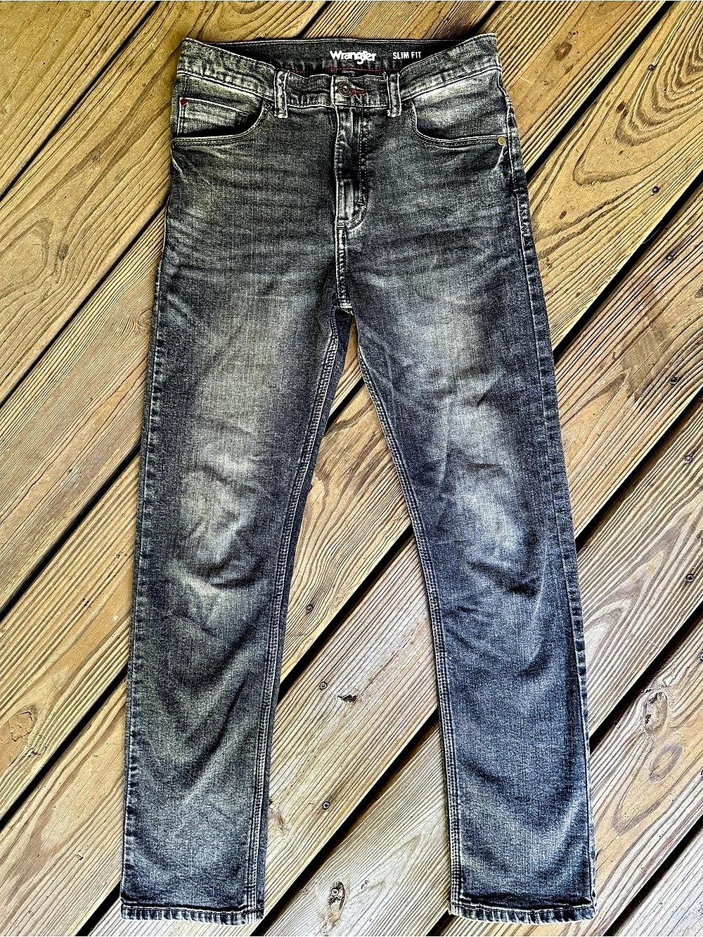 Wrangler Boys Slim Fit Jeans Size 14 Slim Grey Wash Adjustable Waist Denim Fall